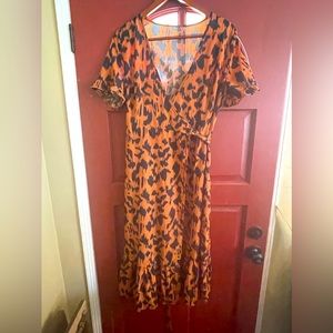 NWT animal print short sleeve wrap dress size L